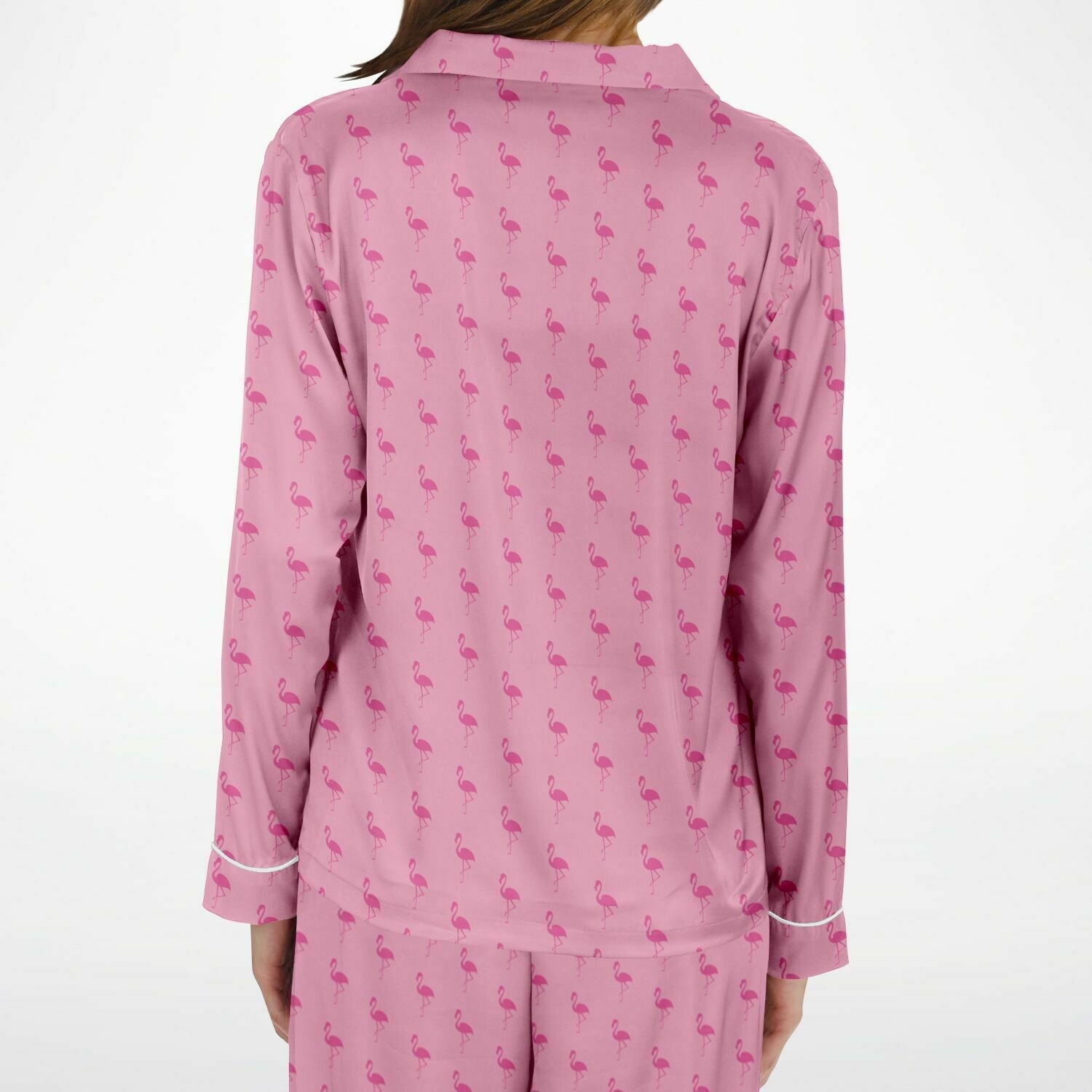 Simple Pink Flamingo Satin Pajamas