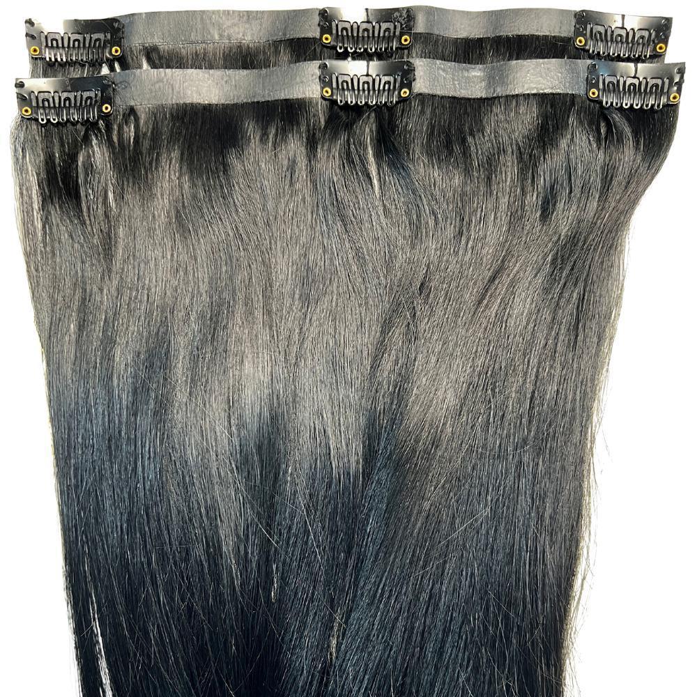 Natural Black Seamless Clip-In 100% Human Hair Extensions