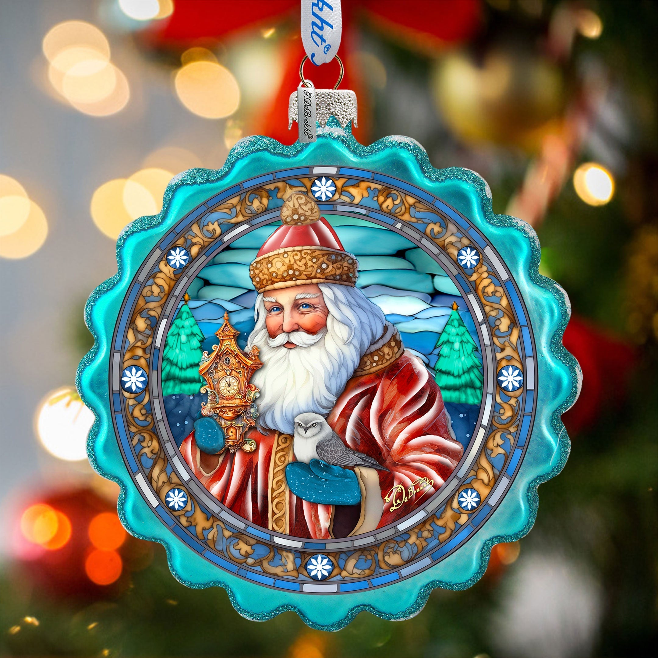 Forest Christmas Wreath Glass Ornament by G. Debrekht - Christmas Holiday Decor - 759-063