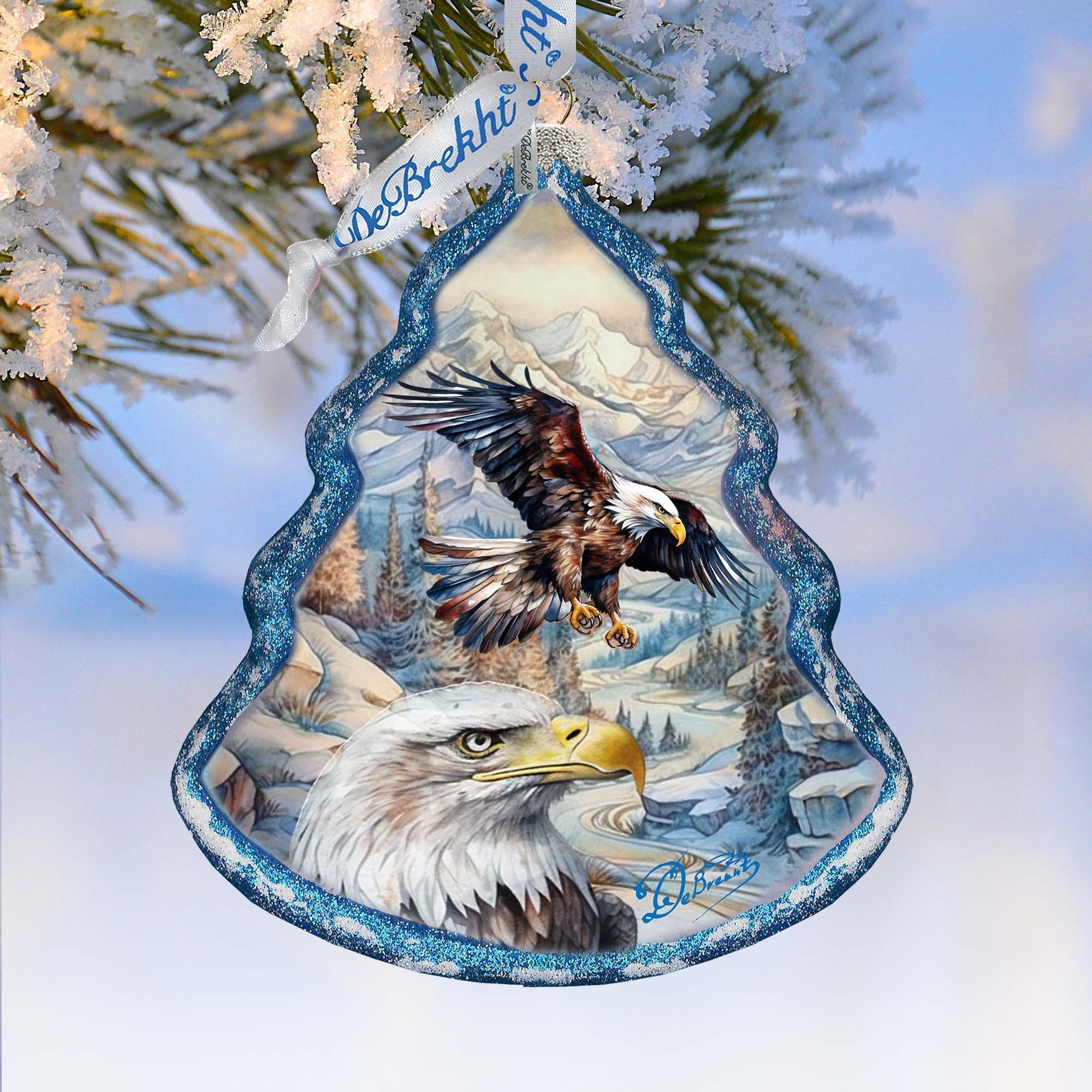 The Land of the Free - American Eagle Tree Glass Ornament by G. Debrekht - Christmas Decor - 762-031