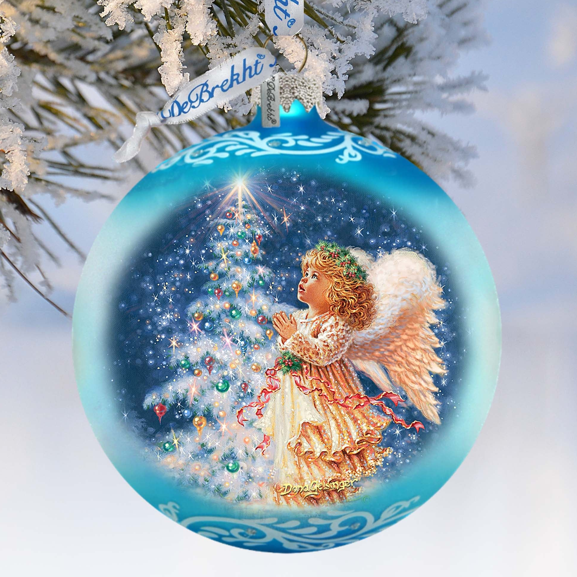 Angels Christmas Wish Lg Glass Ornament by D.Gelsinger - Christmas Holiday Decor - 73961