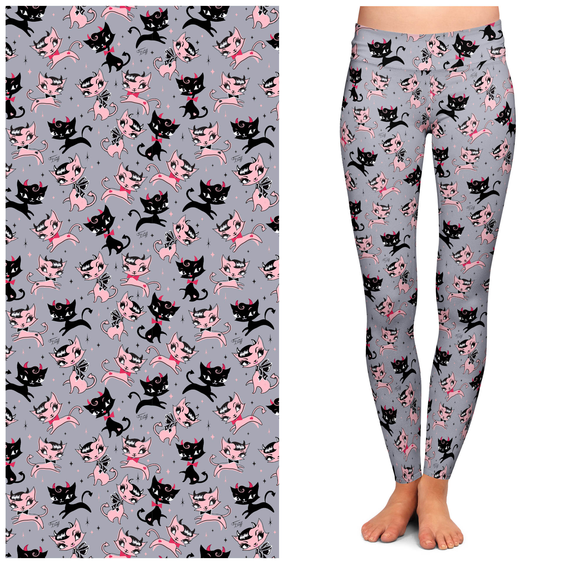 "Bad Kitty" Leggings by Miss Fluff x Lipstick & Chrome TC2