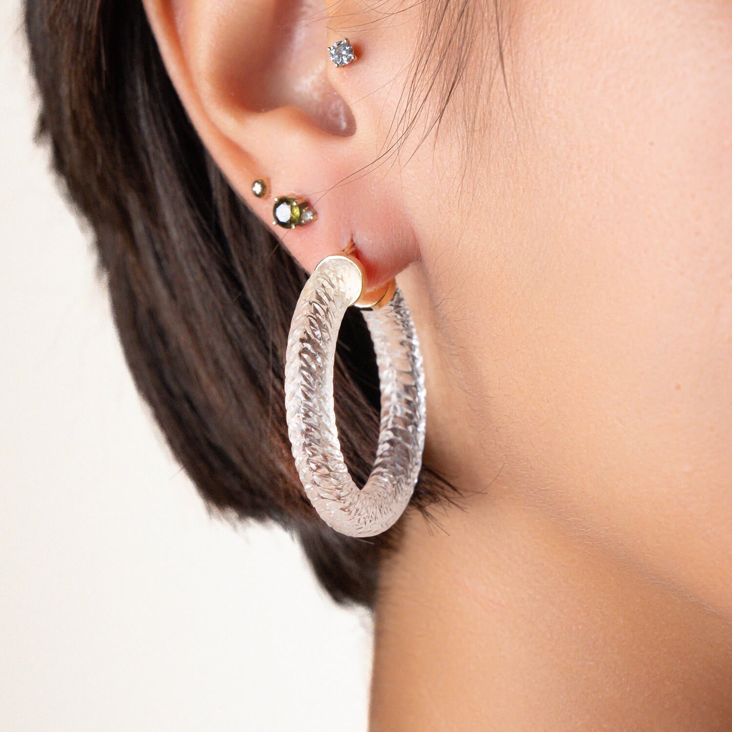 Clear Cable Lucite Hoop Earrings