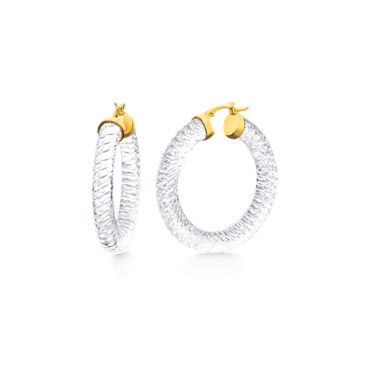 Clear Cable Lucite Hoop Earrings