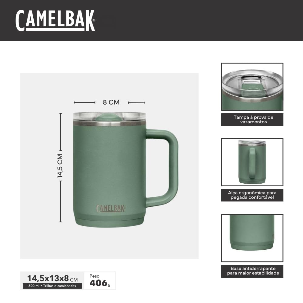 CamelBak Thrive Leak-Proof 16 oz Mug, Insulated Stainless Steel - for Travel, Coffee, Tea, hot Beverages - Spill Proof - Cup-Holder Compatible, Navy