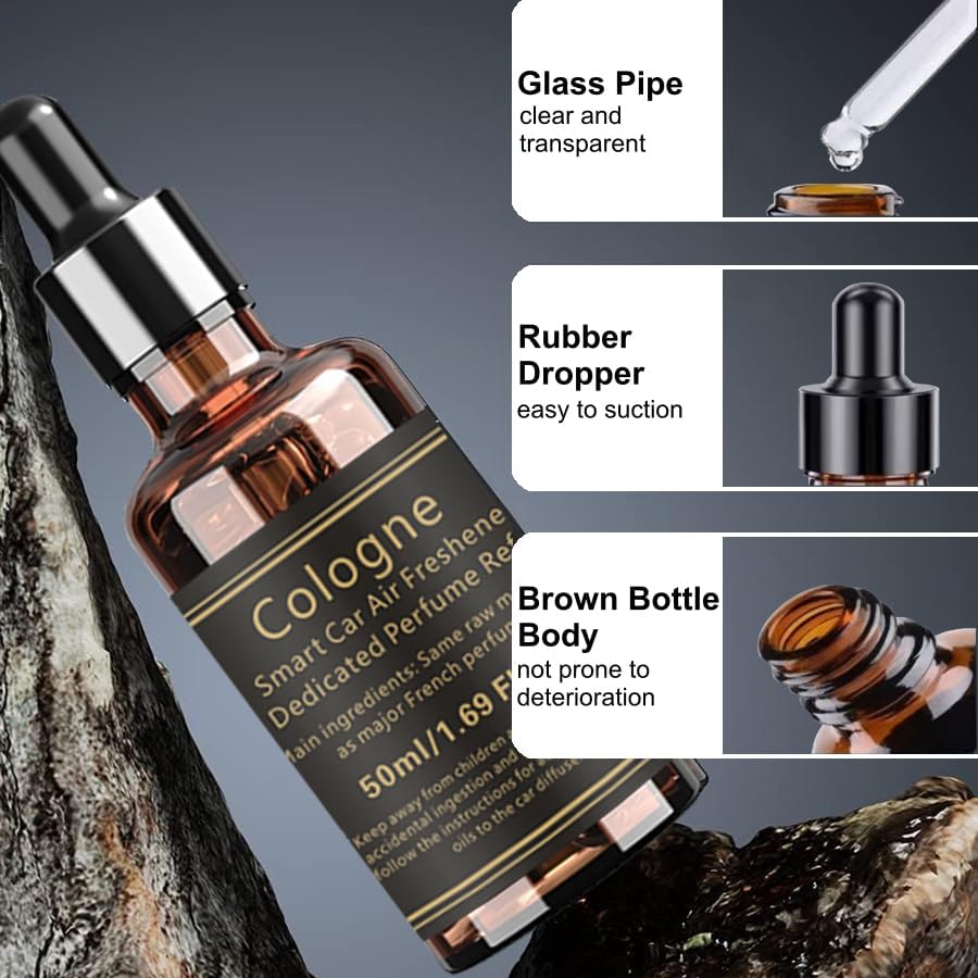 Car Air Freshener-G13 Dedicated Perfume Refill, 50ml Cologne with 2 cotton wicks, Can be Used for 3~6 Months,Car Scents Air Freshener,Strong Car Perfume Air Freshener with Odour Eliminating Technology