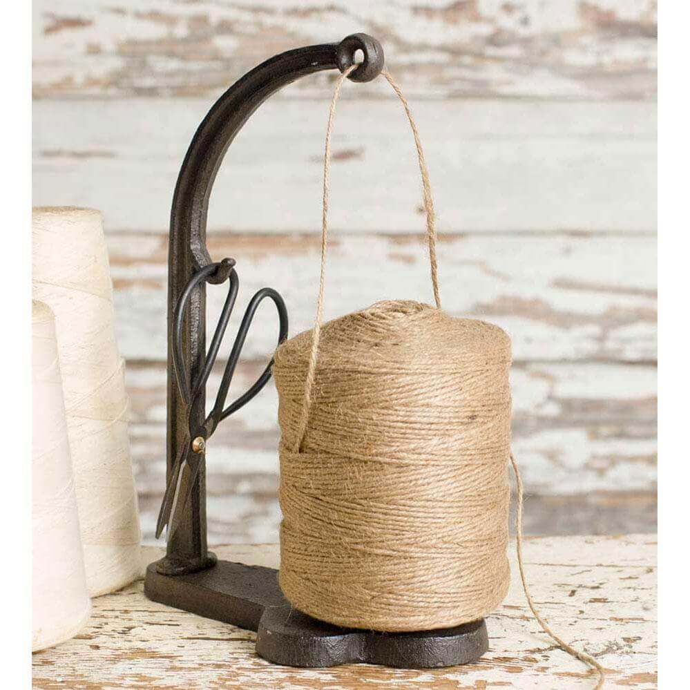 Antique Scissors and Twine with Cast Iron Stand
