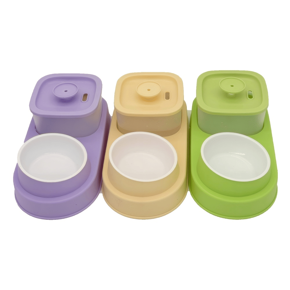 Cat Water Dispenser and Feeding Bowl 2-in-1, Dry and wet separation automatic water dispenser Sturdy cat feeding bowl Cat and dog feeding supplies easy to clean flow design Christmas gift