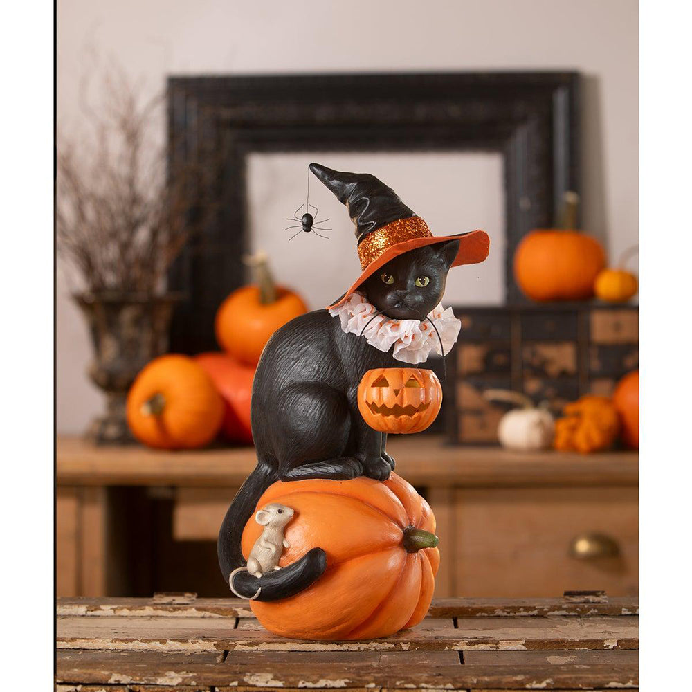 Cat Witch on Pumpkin by Bethany Lowe Designs