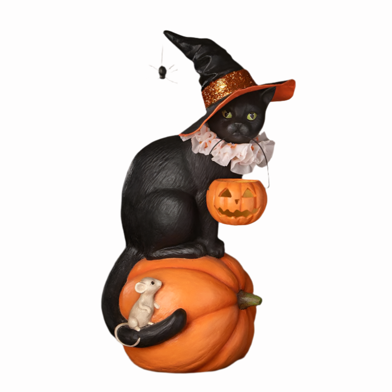 Cat Witch on Pumpkin by Bethany Lowe Designs