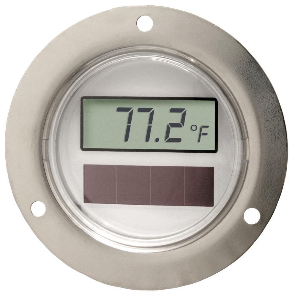 CD2036 Digital Thermometer, Solar Powered Display, Flush Mount, -50 to 70 Degrees C, 0.1 Degree Resolution, LCD, Indoor Use
