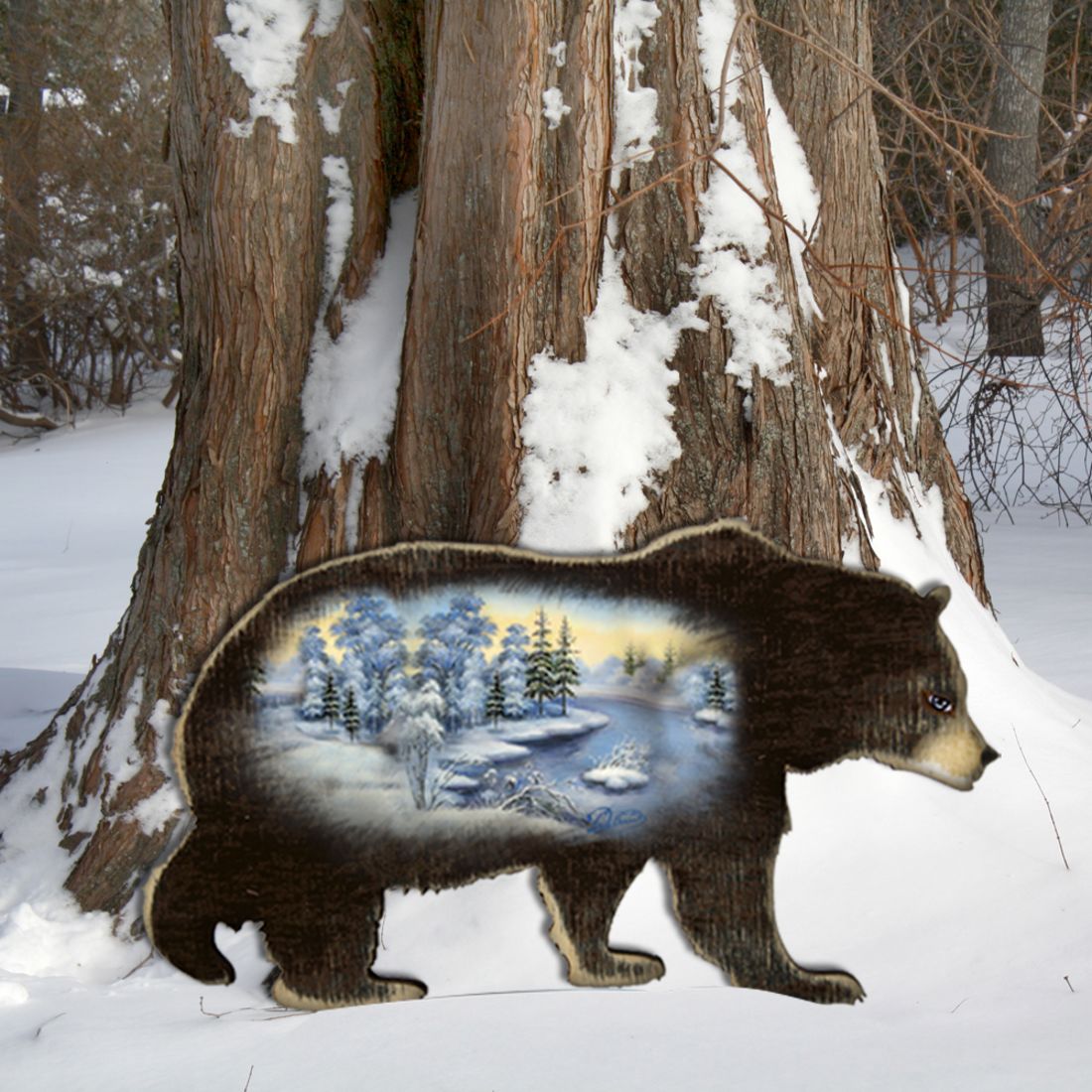 Black Bear Vintage Wildlife Door Decor - G. DeBrekht - Wildlife Holiday Decor - 8198215H