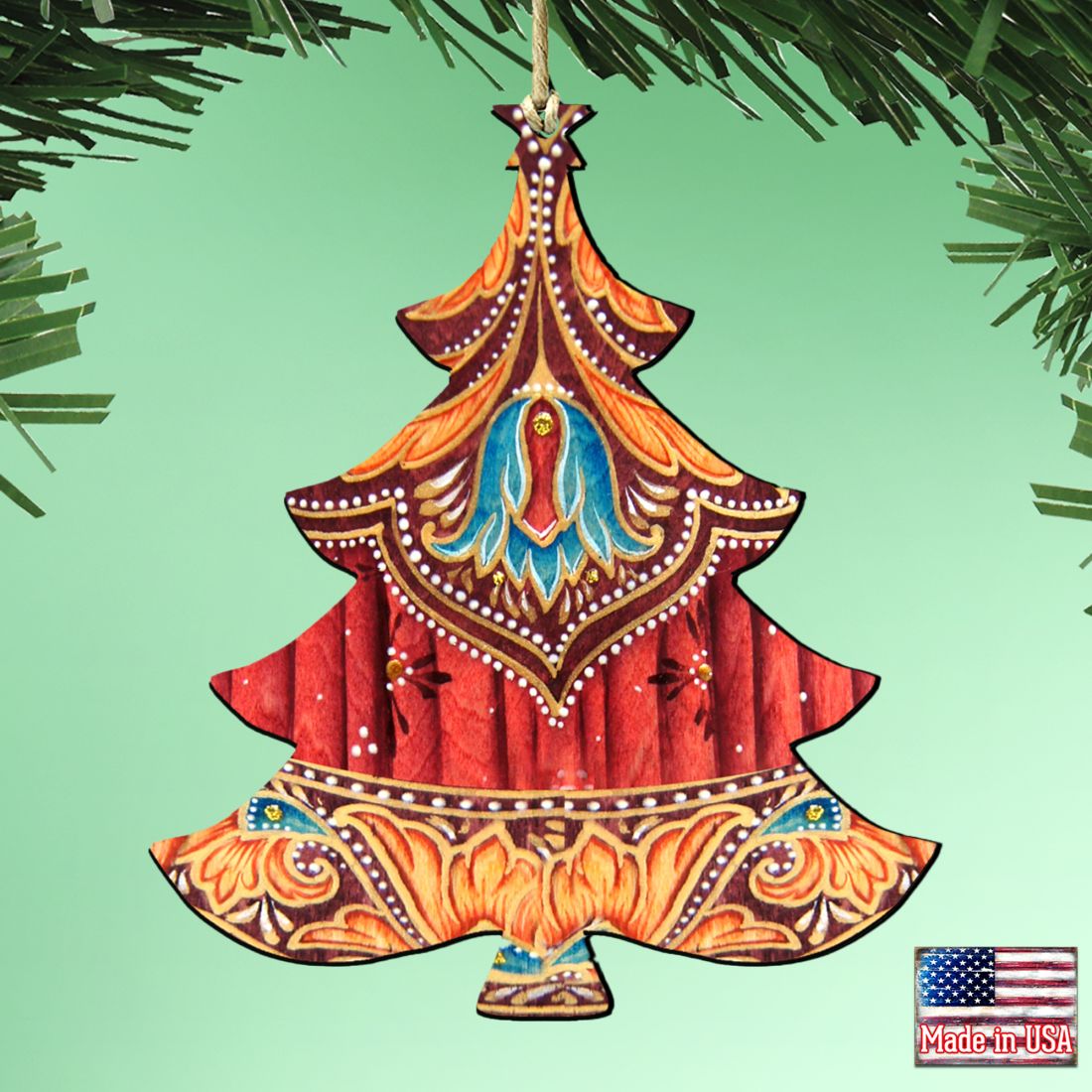Colorful Christmas Tree Wooden Ornaments by G. DeBrekht - Christmas Decor - 8193147