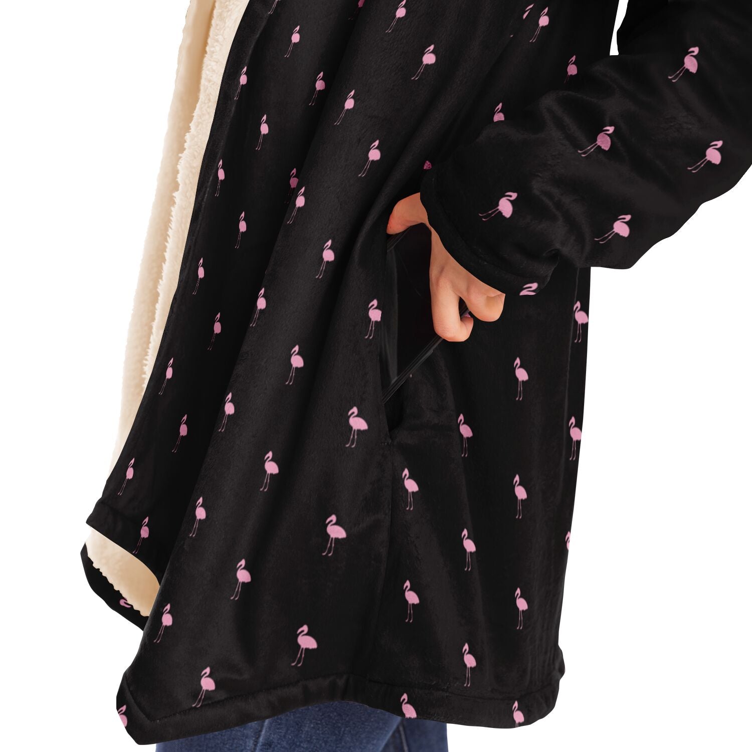 Black Classic Flamingo Cloak Hoodie