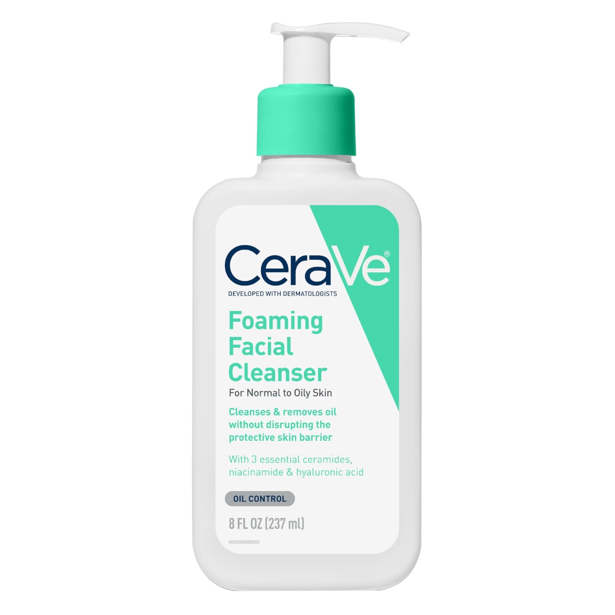 CeraVe Foaming Facial Cleanser, Daily Face Wash for Oily Skin, Hyaluronic Acid + Ceramides + Niacinamide, Fragrance Free & Paraben Free, Non-Drying Oil Control Face Wash, 16 Fluid Ounces
