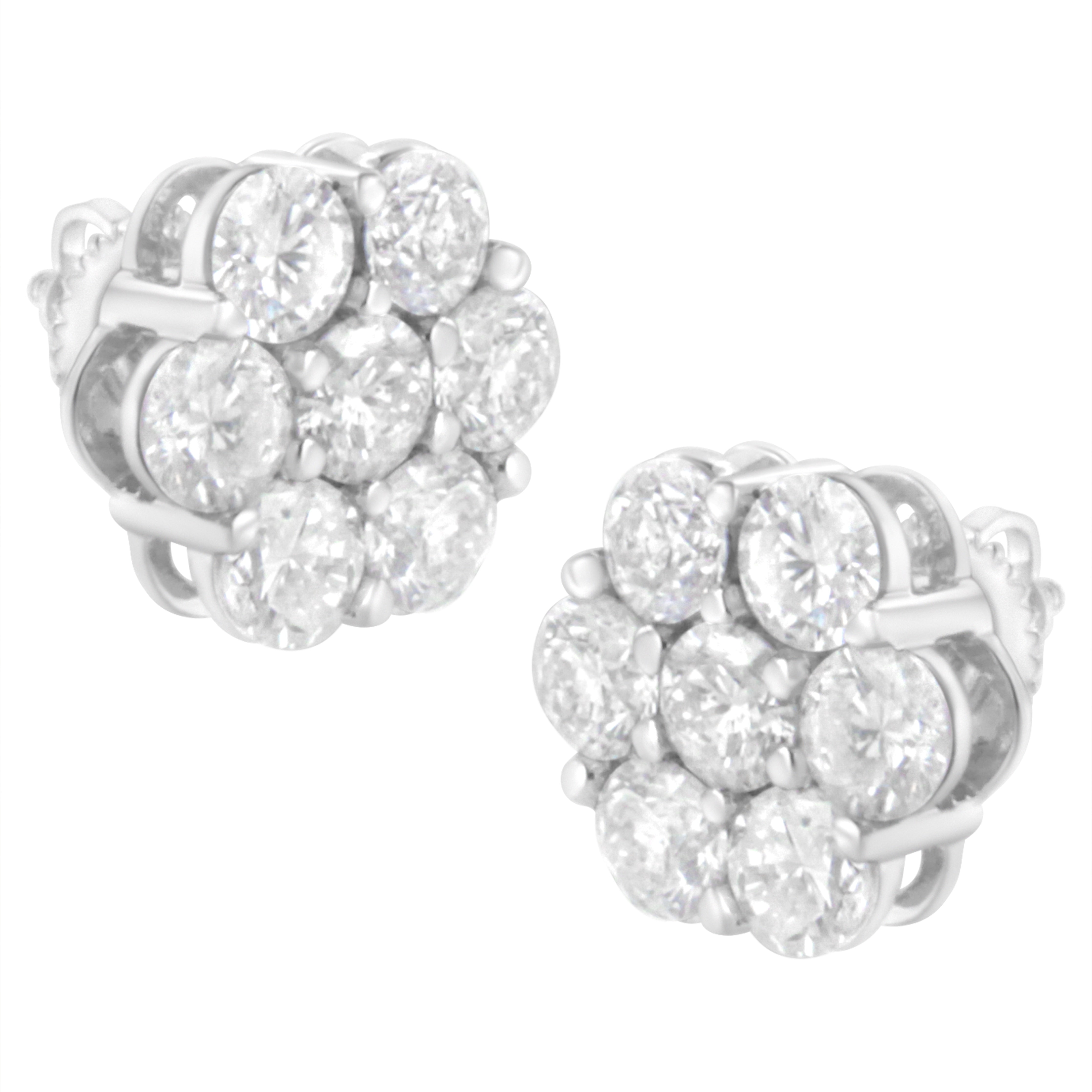 14K White Gold 4 Cttw Diamond Flower Earring (H-I Clarity, Si2-I1 Color)