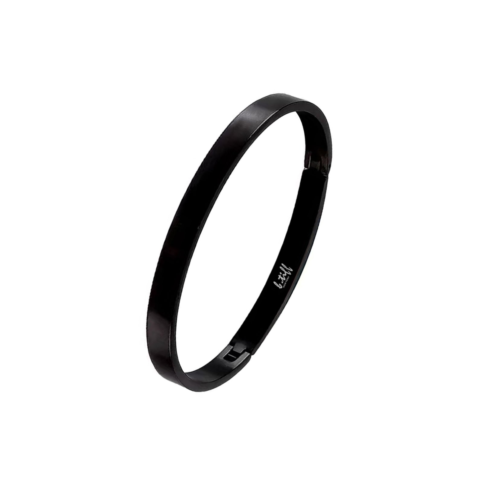 BG300B B.Tiff Simplicity Narrow Black Bangle Bracelet