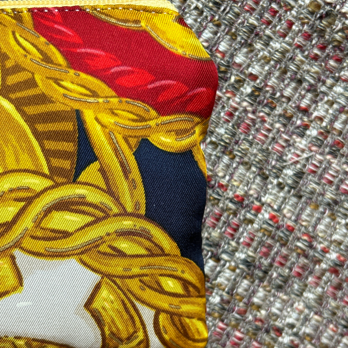 Gold Buttons Vintage Silk Scarf Crossbody Bag