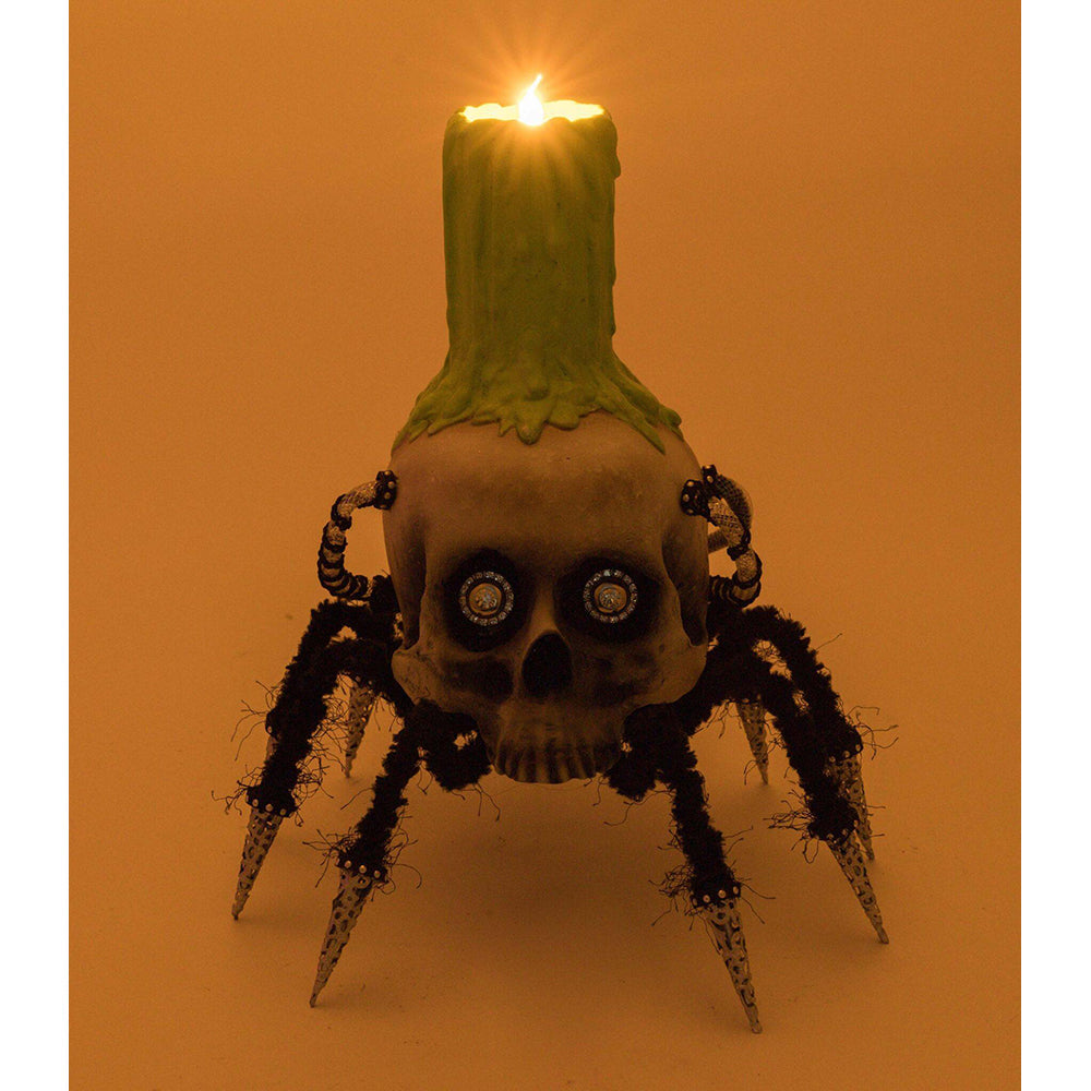 Chaotic Spider Skull Candle Holder by Katherine's Collection