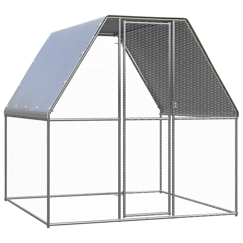 Chicken Cage Silver and Gray 6.6'x6.6'x6.6' Galvanized Steel