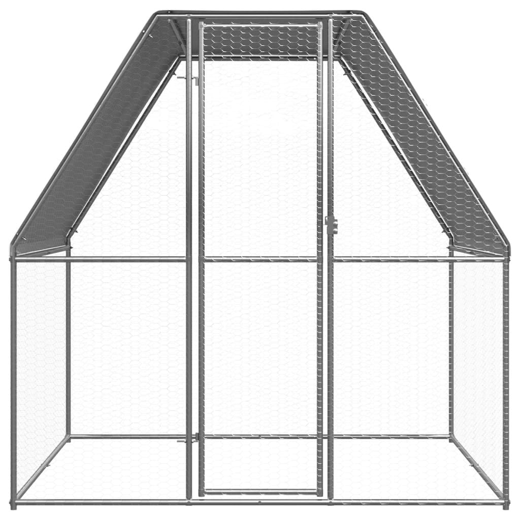 Chicken Cage Silver and Gray 6.6'x6.6'x6.6' Galvanized Steel