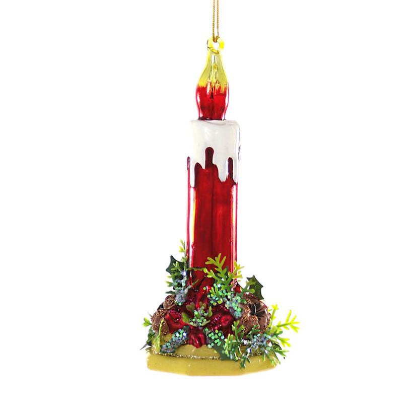 Kitschy Christmas Candle Blown Glass Ornament