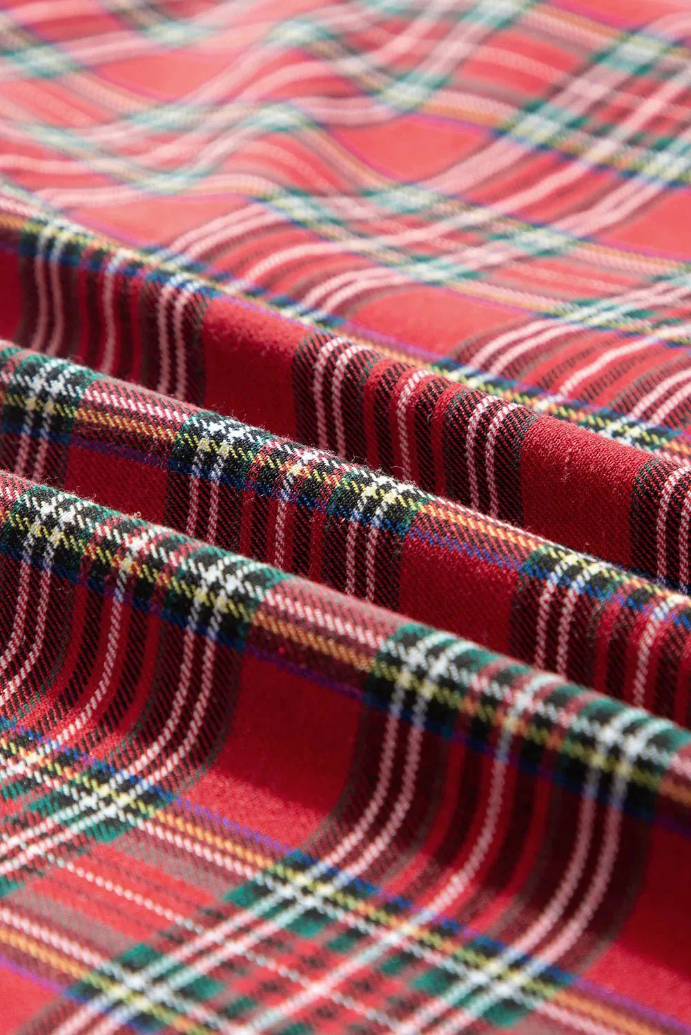 Christmas Plus Size Plaid Collared Neck Top and Pants Lounge Set For women