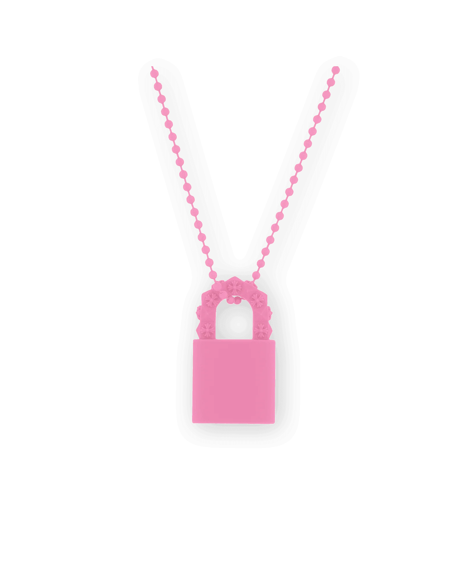 Chrome Hearts Silichrome Padlock Fleurknee Necklace Pink