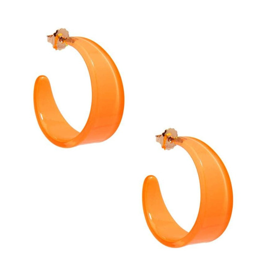 Chunky Acrylic Resin Hoop Earrings-Bright Orange