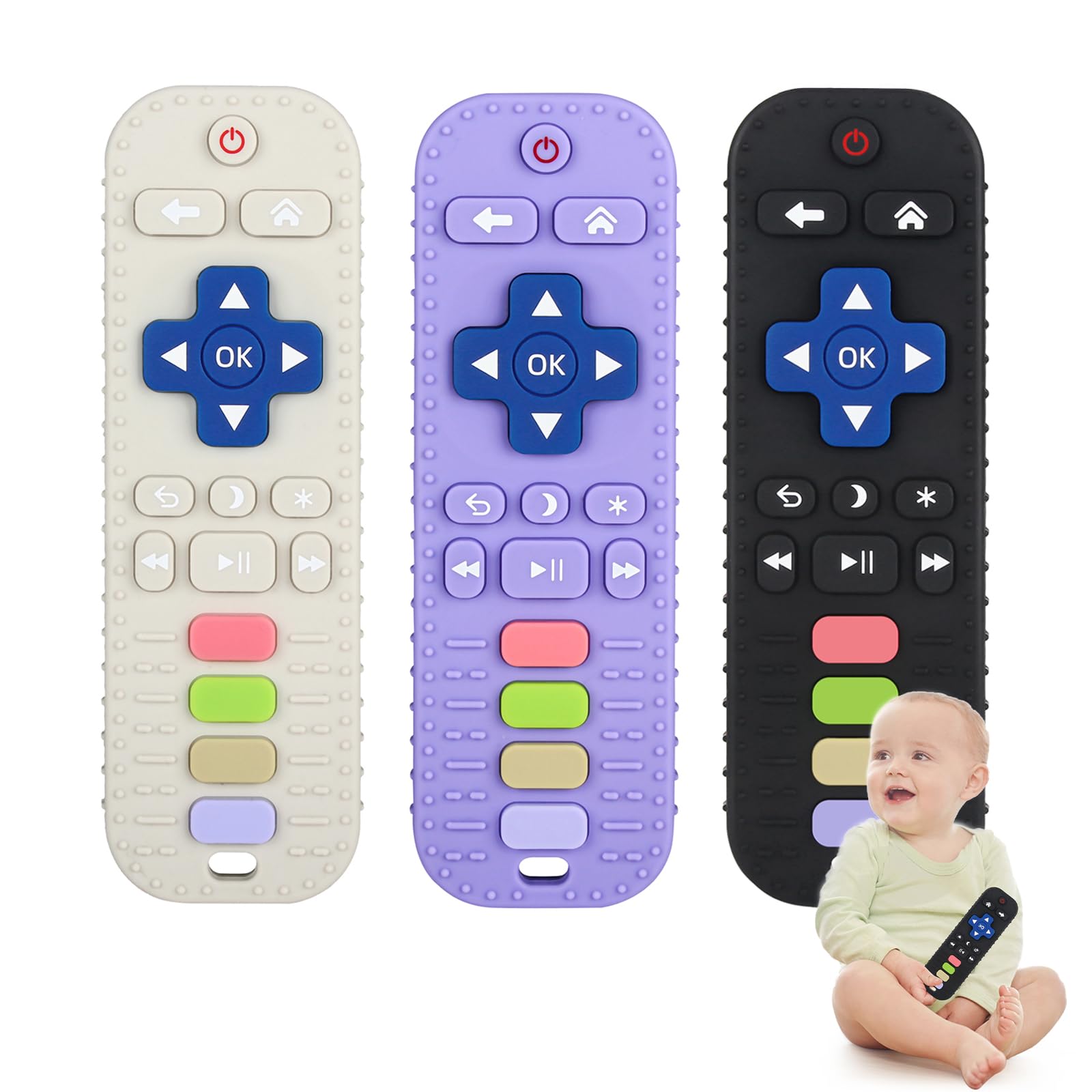 Chuya Baby Teether Toy Chew Toy for Babies 3-24 Months TV Remote Control Shape Teething Relief Baby Toys for Infants (Black)