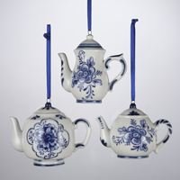 Porcelain Blue Teapot Ornament - Medium