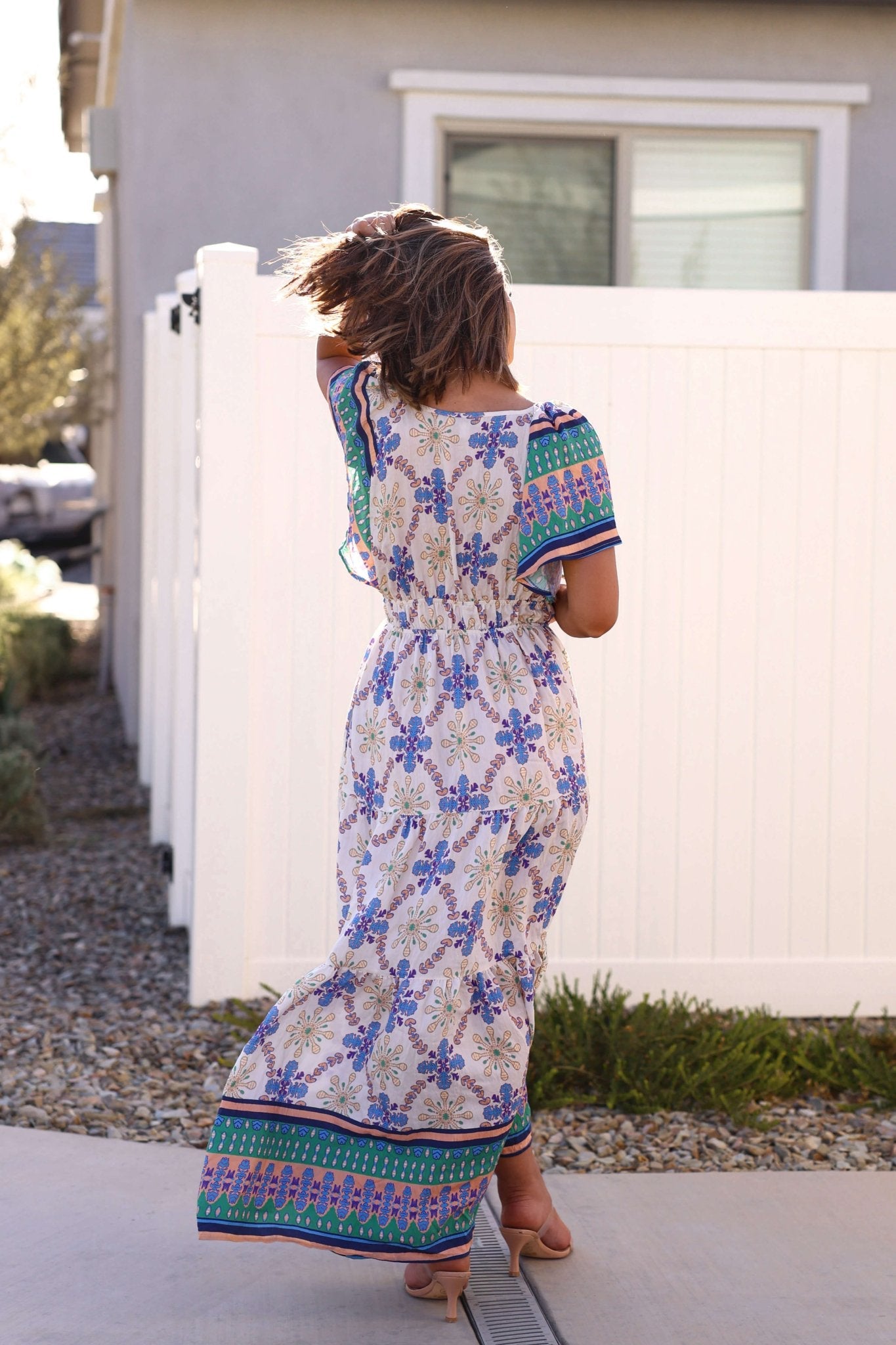 Claire Blue Print Tiered Maxi Dress - FINAL SALE