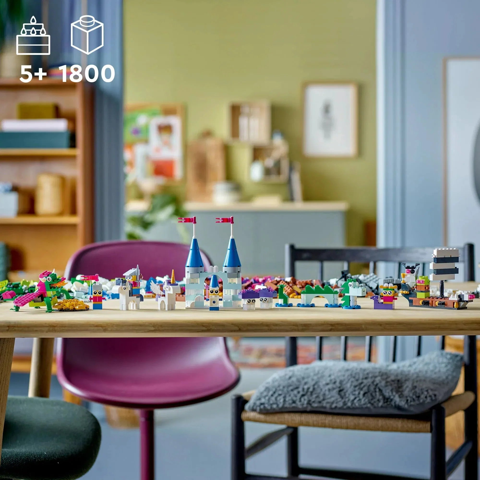 Classic Creative Fantasy Universe Set 11033;  Building Adventure with Unicorn Toy;  Castle;  Dragon and Pirate Ship Builds;  Toys for Kids ages 5 Plus