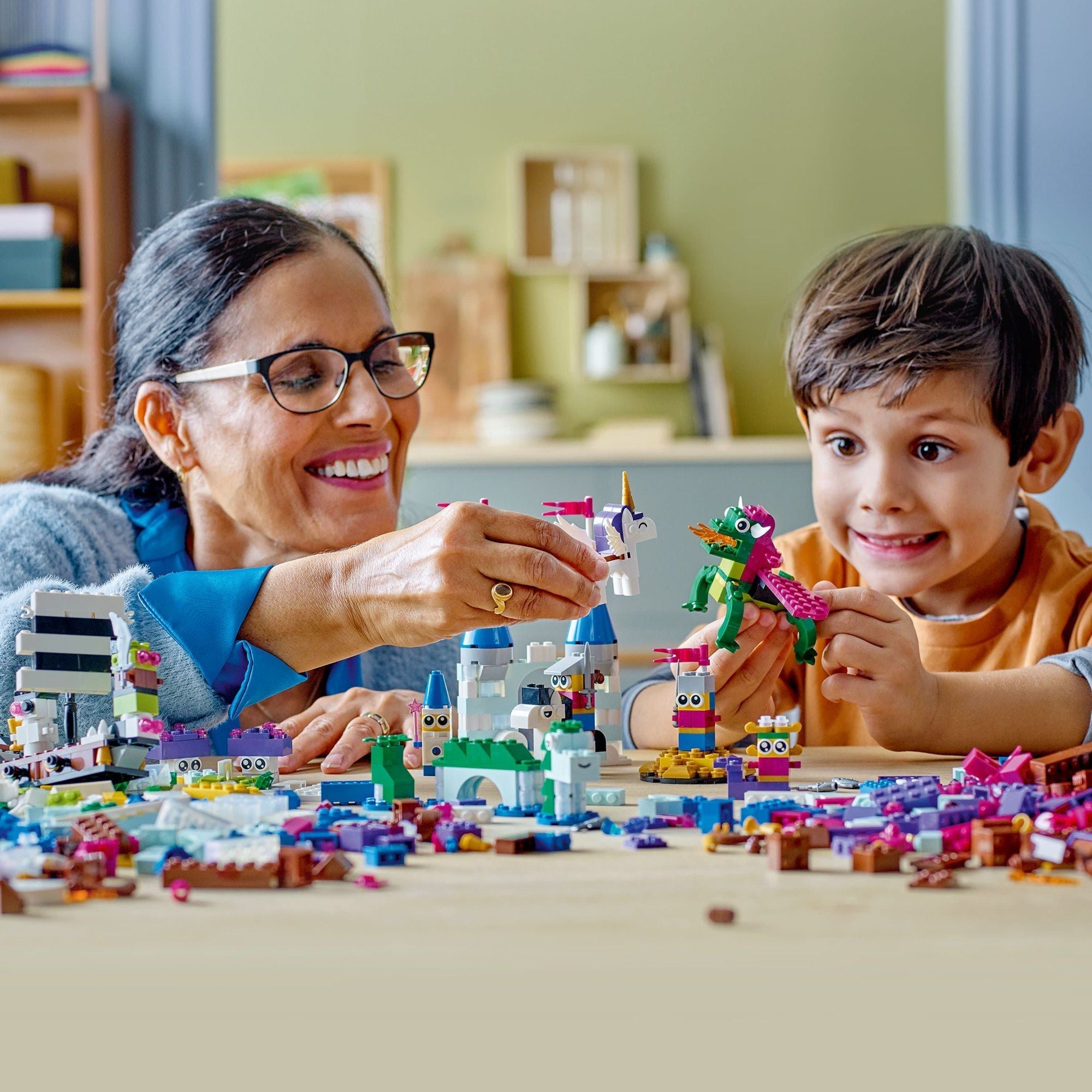 Classic Creative Fantasy Universe Set 11033;  Building Adventure with Unicorn Toy;  Castle;  Dragon and Pirate Ship Builds;  Toys for Kids ages 5 Plus