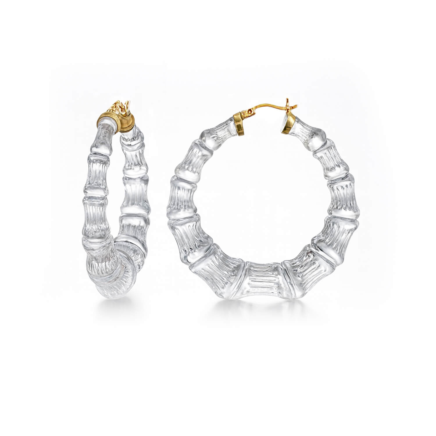 Clear Lucite Bamboo Hoop Earrings