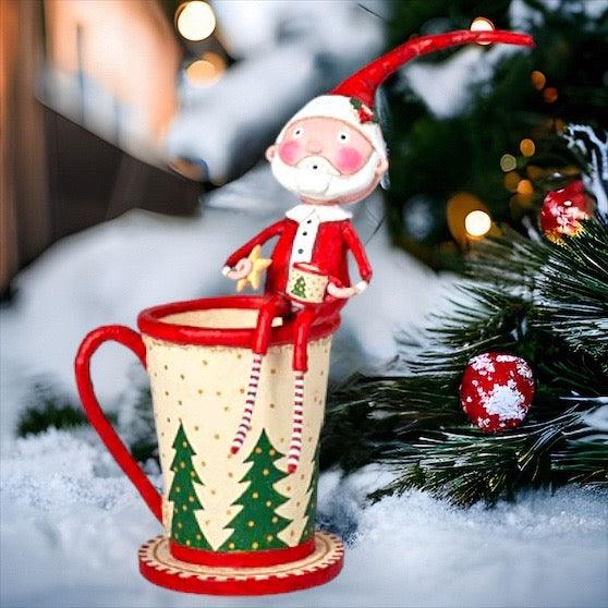 Cocoa and Cookies Santa Figurine by Lori Mitchell