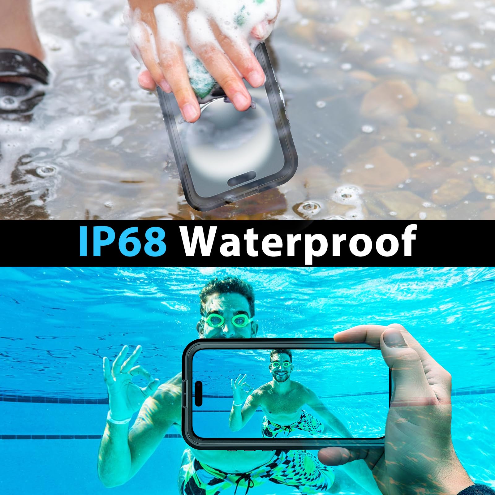 Compatible with iPhone 16 Pro Max Waterproof Case, Shockproof Phone Case with Built in Screen Protector, Full Body Protective Case for iPhone 16 Pro Max 6.9 inch 2024 (Black, 16 Pro Max)