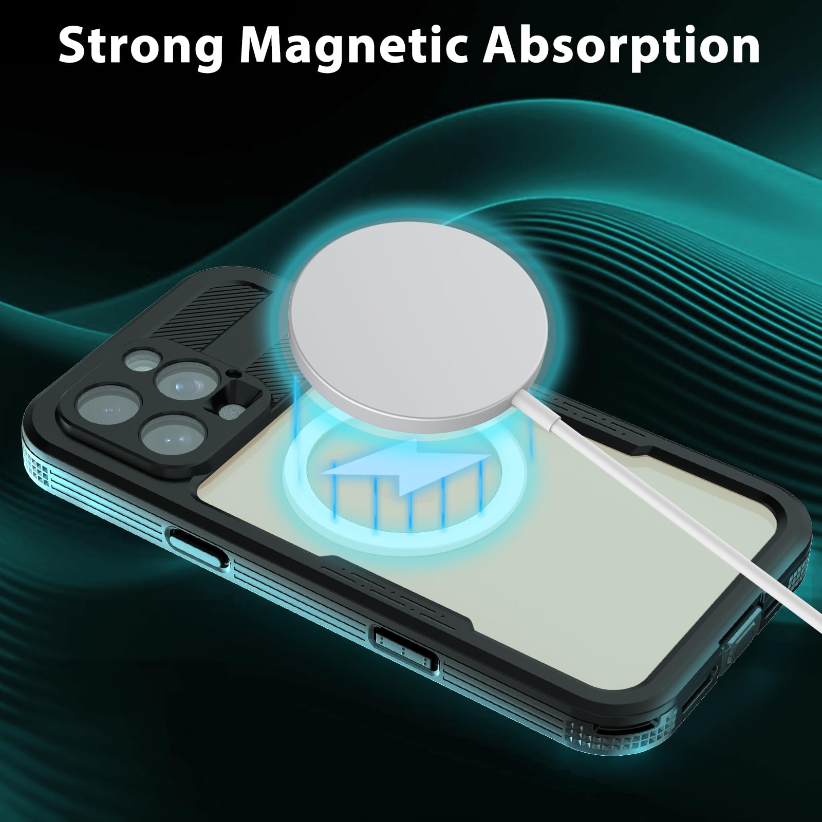 Compatible with iPhone 16 Pro Max Waterproof Case, Shockproof Phone Case with Built in Screen Protector, Full Body Protective Case for iPhone 16 Pro Max 6.9 inch 2024 (Black, 16 Pro Max)