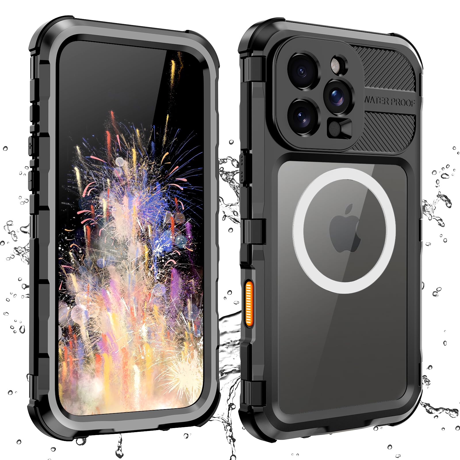 Compatible with iPhone 16 Pro Max Waterproof Case, Shockproof Phone Case with Built in Screen Protector, Full Body Protective Case for iPhone 16 Pro Max 6.9 inch 2024 (Black, 16 Pro Max)