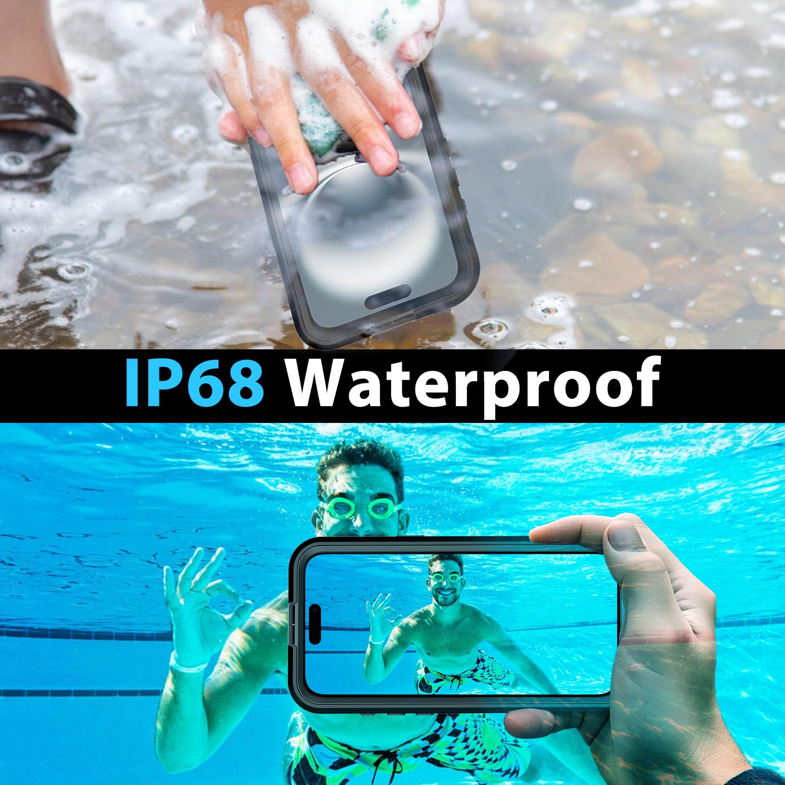 Compatible with iPhone 16 Pro Max Waterproof Case, Shockproof Phone Case with Built in Screen Protector, Full Body Protective Case for iPhone 16 Pro Max 6.9 inch 2024 (Black, 16 Pro Max)