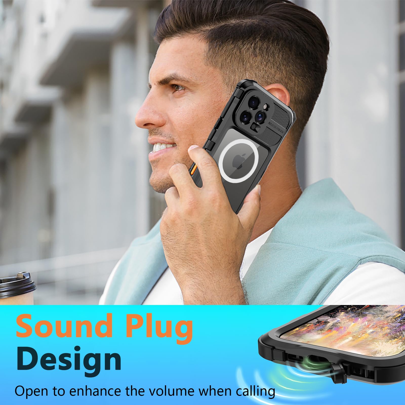 Compatible with iPhone 16 Pro Max Waterproof Case, Shockproof Phone Case with Built in Screen Protector, Full Body Protective Case for iPhone 16 Pro Max 6.9 inch 2024 (Black, 16 Pro Max)