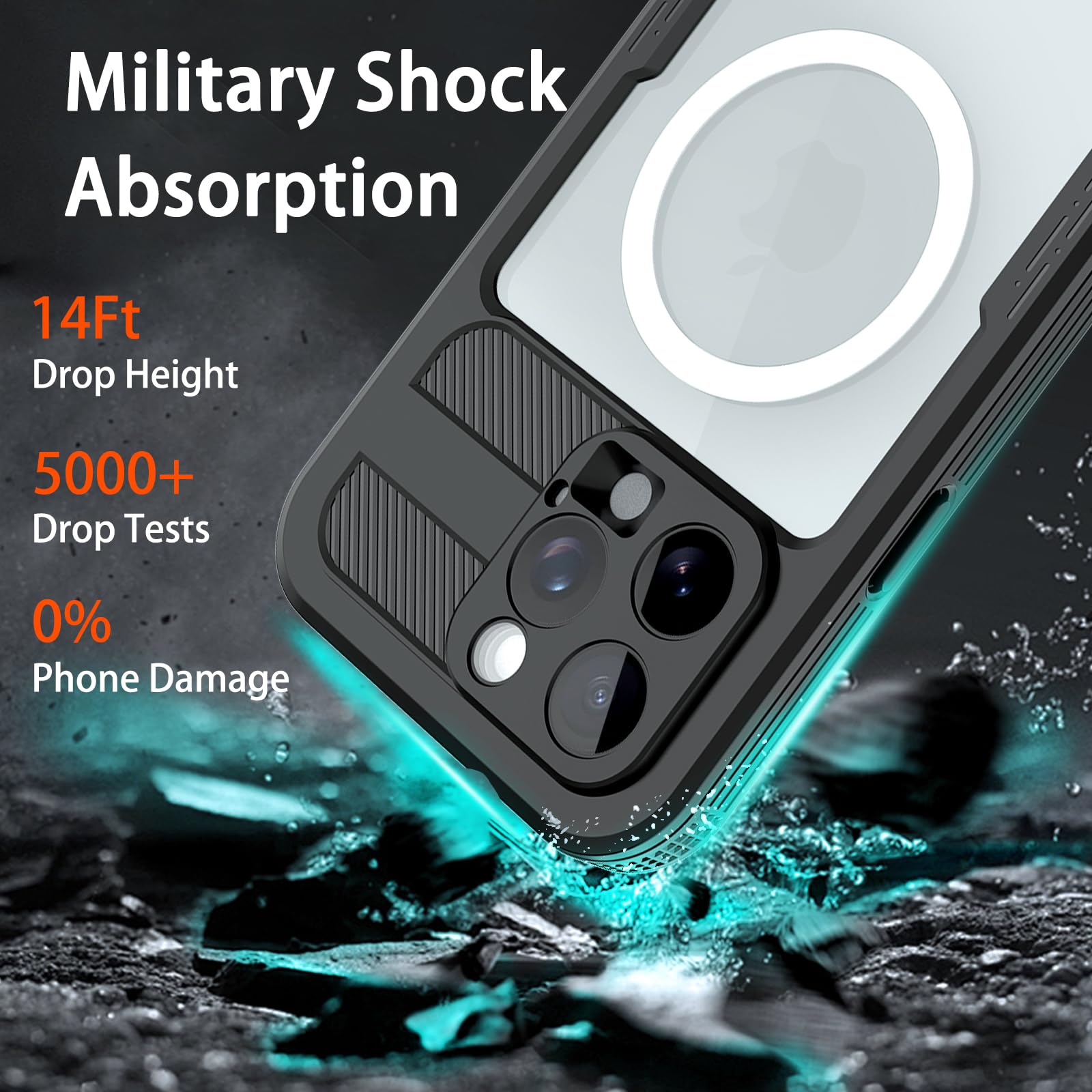 Compatible with iPhone 16 Pro Max Waterproof Case, Shockproof Phone Case with Built in Screen Protector, Full Body Protective Case for iPhone 16 Pro Max 6.9 inch 2024 (Black, 16 Pro Max)