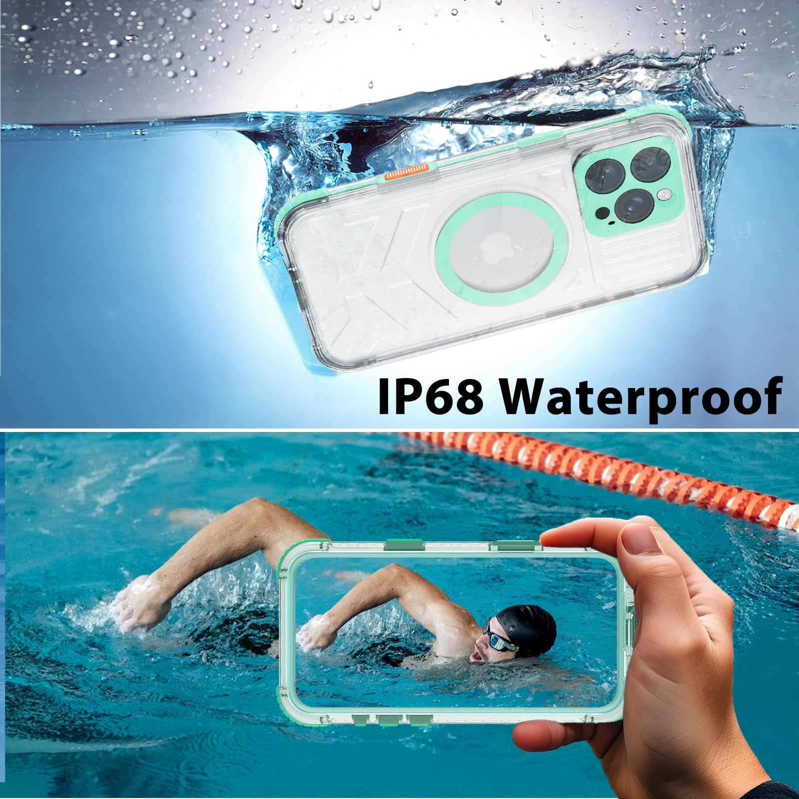 Compatible with iPhone 16 Pro Max Waterproof Case, Shockproof Phone Case with Built in Screen Protector, Full Body Protective Case for iPhone 16 Pro Max 6.9 inch 2024 (Black, 16 Pro Max)