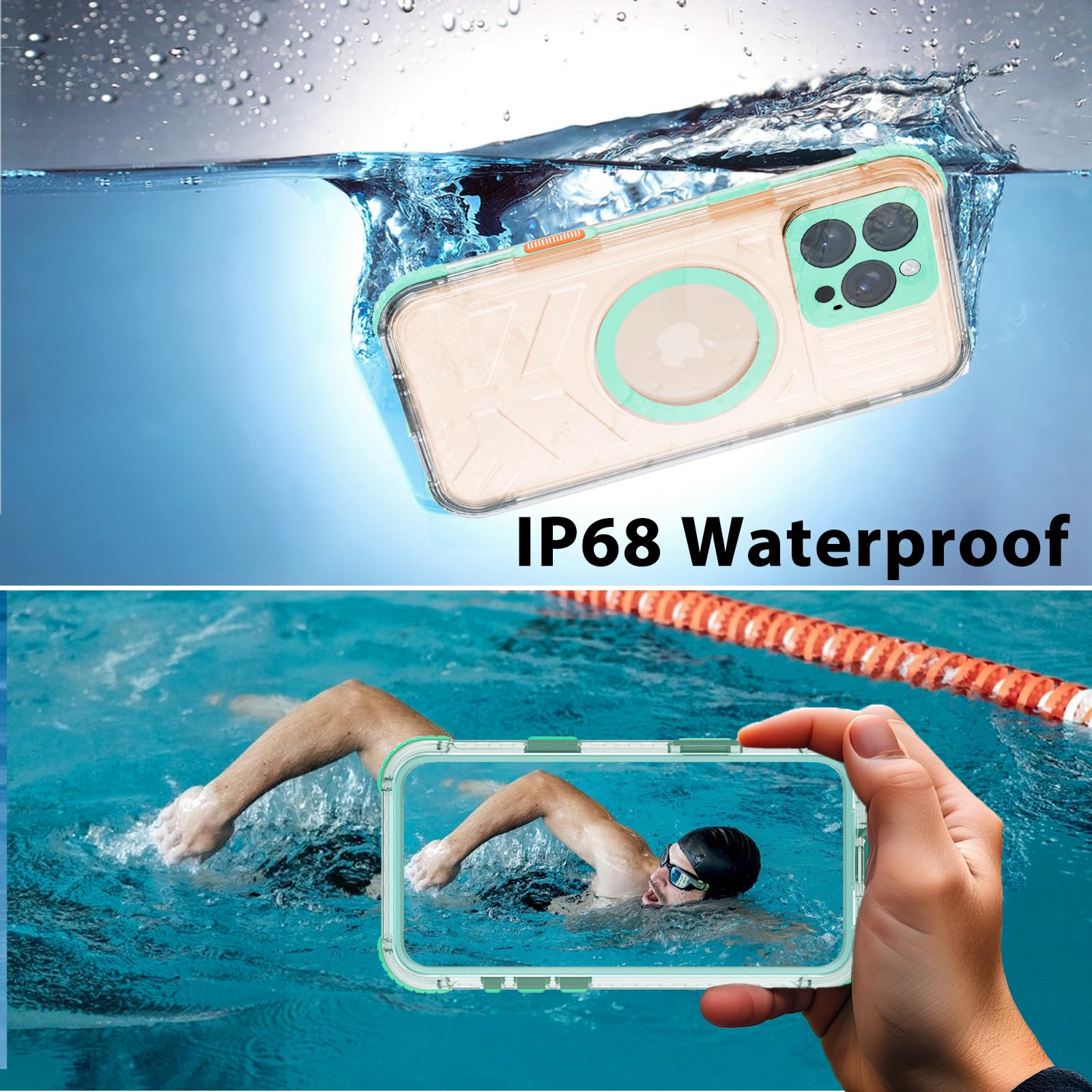 Compatible with iPhone 16 Pro Max Waterproof Case, Shockproof Phone Case with Built in Screen Protector, Full Body Protective Case for iPhone 16 Pro Max 6.9 inch 2024 (Black, 16 Pro Max)