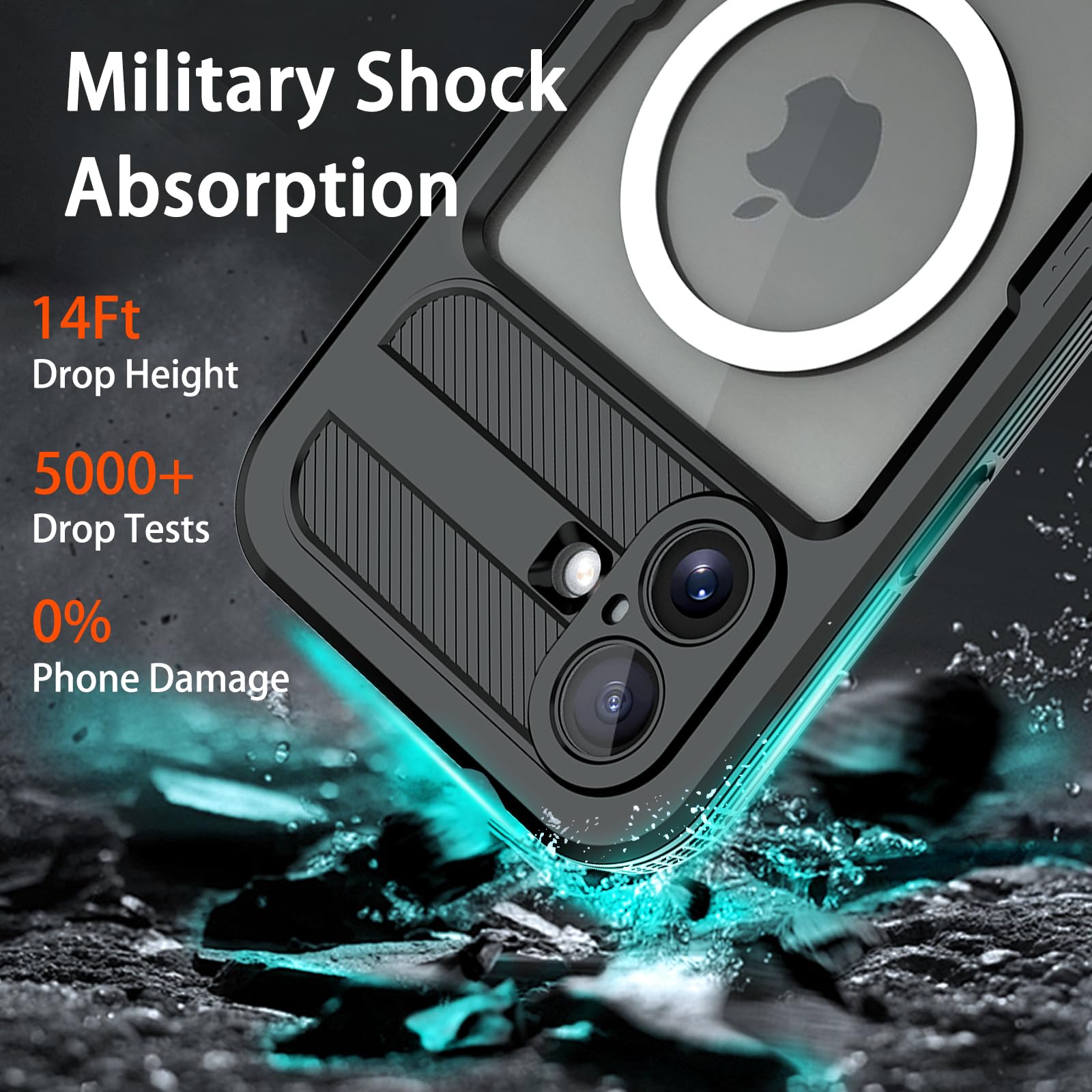 Compatible with iPhone 16 Pro Max Waterproof Case, Shockproof Phone Case with Built in Screen Protector, Full Body Protective Case for iPhone 16 Pro Max 6.9 inch 2024 (Black, 16 Pro Max)