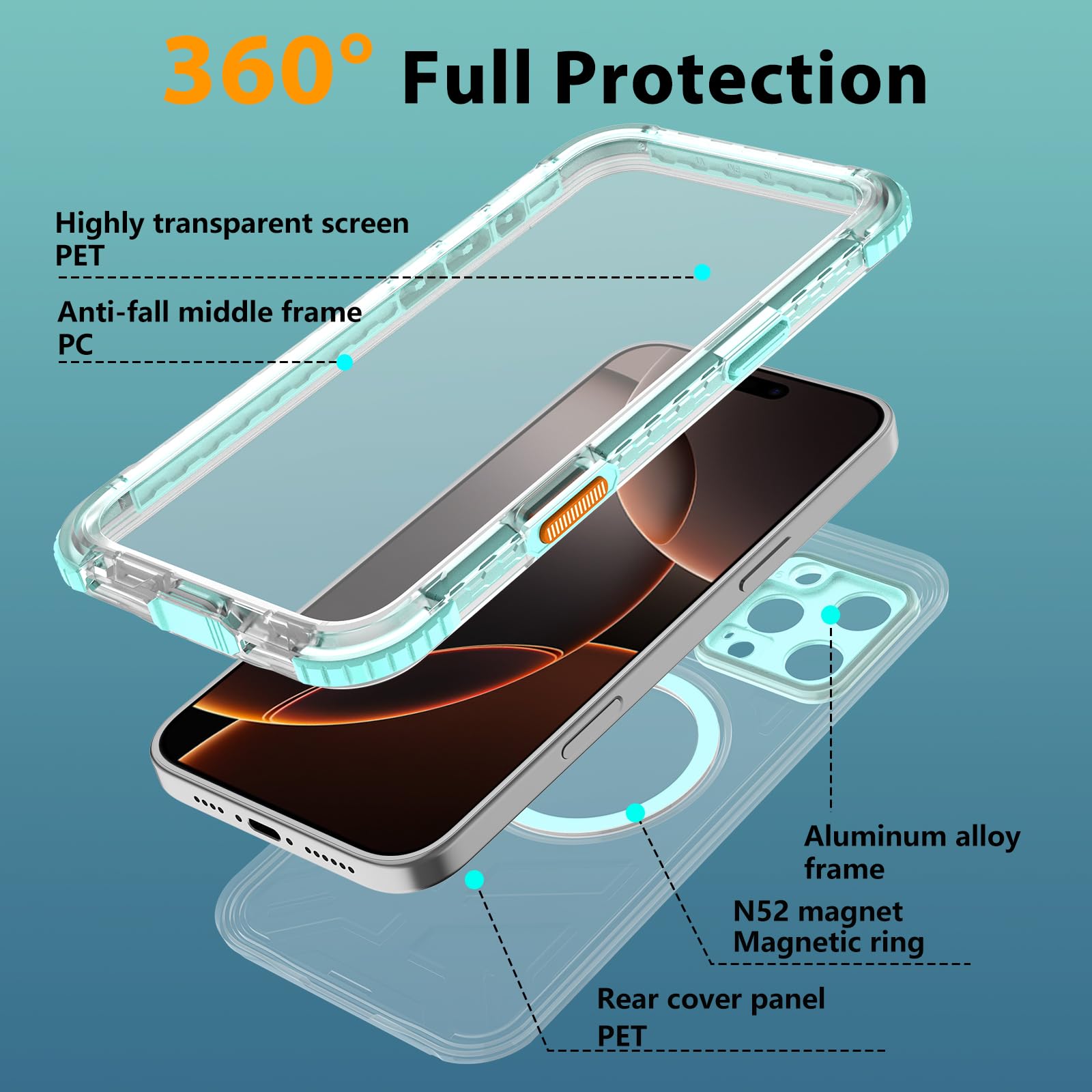 Compatible with iPhone 16 Pro Max Waterproof Case, Shockproof Phone Case with Built in Screen Protector, Full Body Protective Case for iPhone 16 Pro Max 6.9 inch 2024 (Black, 16 Pro Max)