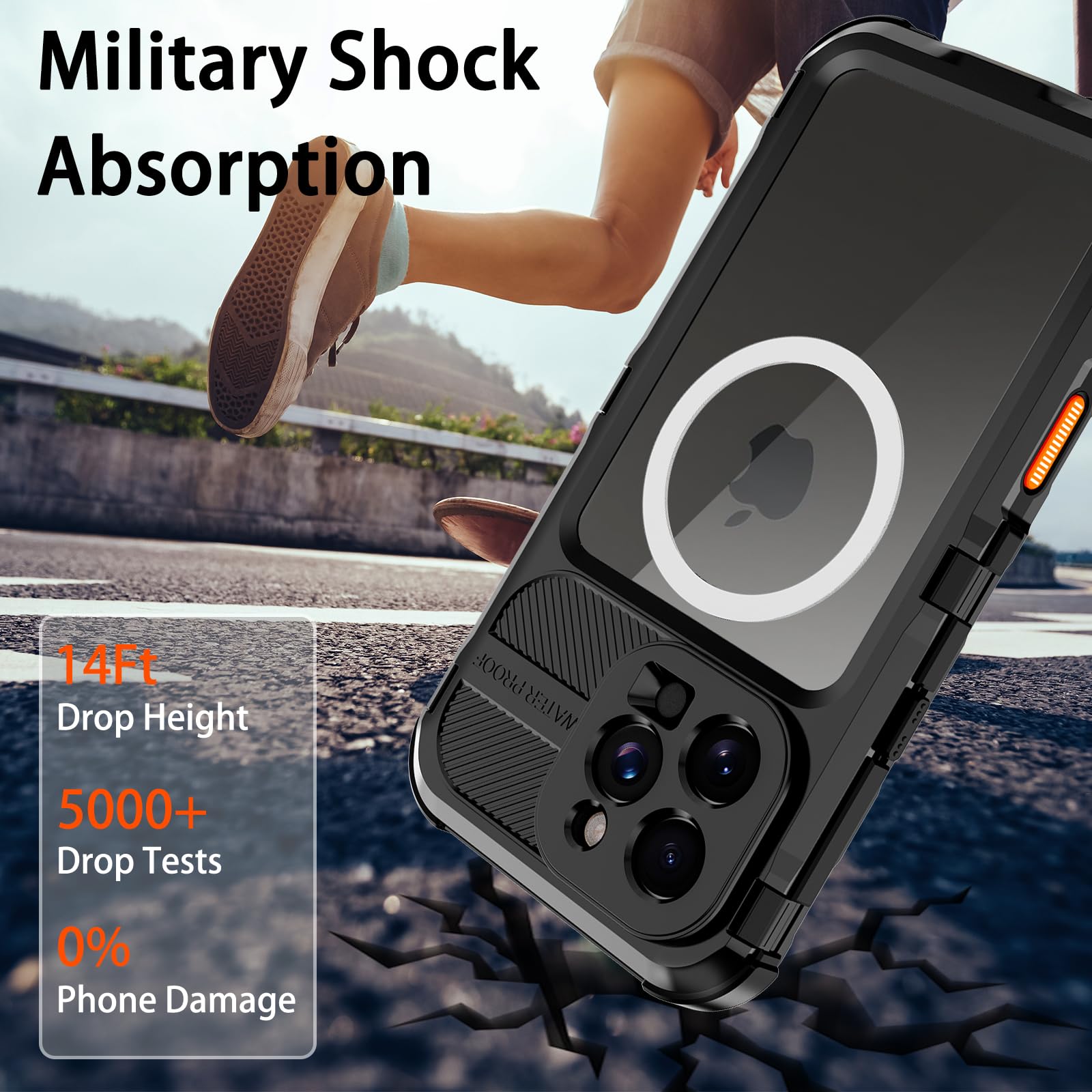 Compatible with iPhone 16 Pro Max Waterproof Case, Shockproof Phone Case with Built in Screen Protector, Full Body Protective Case for iPhone 16 Pro Max 6.9 inch 2024 (Black, 16 Pro Max)