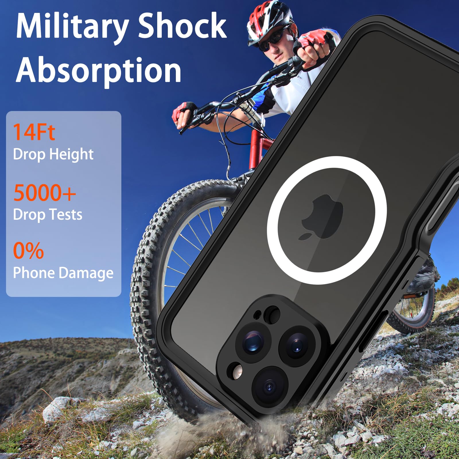 Compatible with iPhone 16 Pro Max Waterproof Case, Shockproof Phone Case with Built in Screen Protector, Full Body Protective Case for iPhone 16 Pro Max 6.9 inch 2024 (Black, 16 Pro Max)