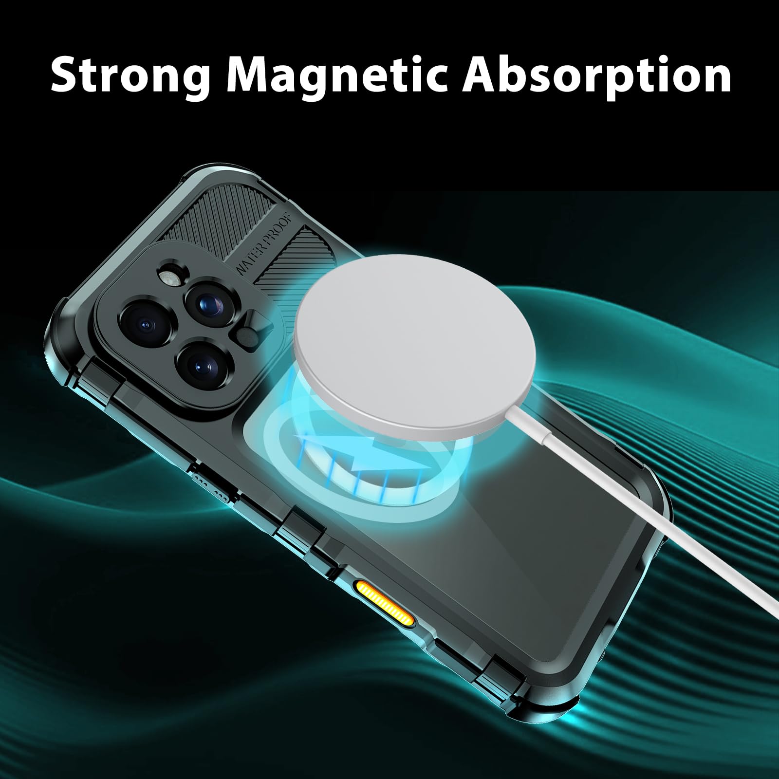 Compatible with iPhone 16 Pro Max Waterproof Case, Shockproof Phone Case with Built in Screen Protector, Full Body Protective Case for iPhone 16 Pro Max 6.9 inch 2024 (Black, 16 Pro Max)