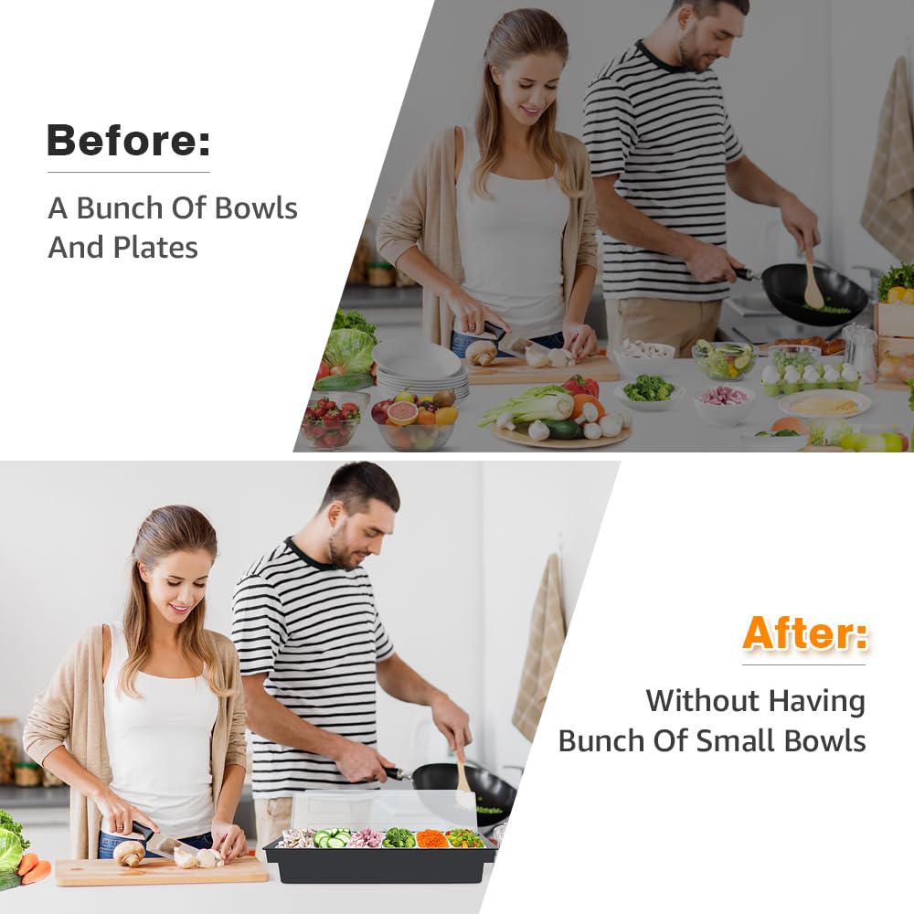 Condiment Garnish Tray Caddy For Bartenders,Bar Garnish Fruit Caddy With Lid,Plastic Condiment Container For Bartending,Outside Parties(4 Compartment)